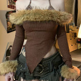 Bonnyshow Phaedra Off-Shoulder Furry Top