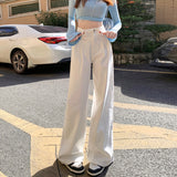 women’s fall fashion 2024 Creamy-white Jeans Women's Spring and Autumn 2024 New High Waist Slimming Narrow Wide Leg Pants Loose Straight Mop Pants