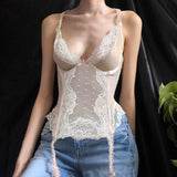 Bonnyshow Elvia Sheer Lace Bustier Top