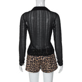 Bonnyshow Everley Mesh V-Neck Leopard Set