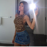 Bonnyshow Posey Leopard Print Slant Bodysuit