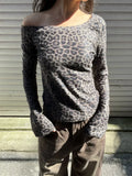 Bonnyshow  Leopard Print Off-Shoulder Top