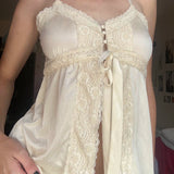 Bonnyshow Aleigha Satin Lace Bow V-Neck Vest