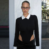 Bonnyshow Verity Color-Block Waist-Baring Top