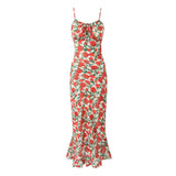 Bonnyshow Suna Floral Print Mesh Maxi Dress