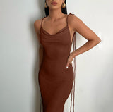 dress to impress outfits Style 2024 Summer New Fashion Sexy Backless Lace-up Elegant Dress Tube Top Halter Dress