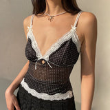 Bonnyshow Chloie Polka Dot Lace Camisole