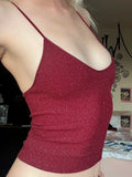 Bonnyshow Joslin Silk Red Low-Cut Top
