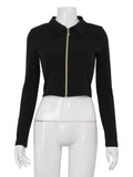 Bonnyshow Zaniah Backless Zipper Cropped Jacket