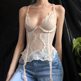 Bonnyshow Elvia Sheer Lace Bustier Top