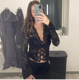 Bonnyshow Wednesday Leopard Lace Mesh Top
