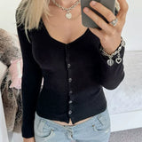 Bonnyshow Alanah V-Neck Sweater Cardigan Top