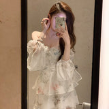 cybergoth dress to impress French Temperament Super Fairy off-Shoulder Dress Summer New Fashion Women's Floral Skirt