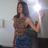 Bonnyshow Posey Leopard Print Slant Bodysuit
