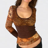 Bonnyshow Kelise Renaissance Print Long Sleeve Top