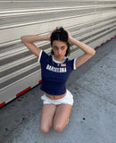 Bonnyshow Marley Embroidery Letter Crop Tee