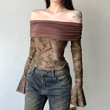 Bonnyshow Adayah Retro Floral Off-Shoulder Top