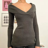 Bonnyshow Zamyra V-Neck Lapel Sweater Top