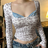 Bonnyshow Joud Lace Leopard Square Neck Top