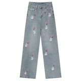 Bonnyshow Rose and Bunny Embroidery Jeans