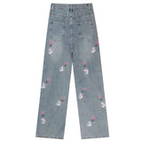 Bonnyshow Rose and Bunny Embroidery Jeans