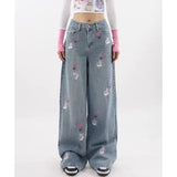 Bonnyshow Rose and Bunny Embroidery Jeans