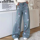 Bonnyshow Rose and Bunny Embroidery Jeans