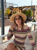 Bonnyshow  New 2025 Women Vintage Striped Knit Mini Dresses Round Neck Long Sleeve Bodycon Casual Vestidos