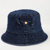 Bonnyshow Korean Denim Bucket Hat for Women Vintage Solid Color Fisherman Cap Summer Outdoor Travel Girls Panama Sun Hats