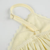 Bonnyshow  Fashion Solid Lace Spliced Women Camisole Tops Summer V-Neck Ruched Causal Sweet Blouses