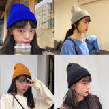 Bonnyshow Winter Knitted Hat Women Men Solid Color Warm Beanie Cap Female Autumn Crochet Woolen Hats Korean Unisex Skullcap