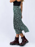 Bonnyshow New Sexy Leopard Print Chiffon Split Skirt Casual Fashion Long Skirts for Women Spring Summer Zip Elegant Female Skirt