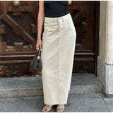 Bonnyshow  Loose High Waist A-line Denim Skirts Women Office Elegant Pockets Cargo Skirt Female 2025 Early Spring Fashion Lady Streetwears