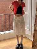 Bonnyshow  Fashion Simple Chic Polka Dot Print Women Straight Skirts Sweet Elegant Causal Summer All-Match Skirts