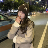 Bonnyshow Korean Bow Women Beanie Cap Autumn Winter Warm Girls Knitted Hat Solid Color Bowknot Female Thermal Skullcap