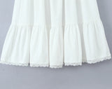 Bonnyshow  Bohemian Style Bow O Neck White Midi Dress Women Front Lace Up Bandage Sleeveless Casual Summer Dresses Holiday Robe