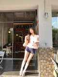 Bonnyshow  Femme Pink Slim Blouse Shirts Summer Women's Fashion Casual Polo Neck Short Sleeve Top Single-breasted Shirt Y2k Coquette