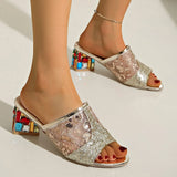 Bonnyshow  Shoes Low Fabric Rome Hoof Heels PU Rubber Cotton Shoes Low Hoof Heels Fabric Rubber Rome PU