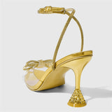 Bonnyshow  Sexy PVC Transparent Butterfly-knot Women Sandals Design Style Crystal Buckle Strap High Heels Banquet Prom Shoes
