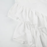 Bonnyshow  White Rufle Halter Long Dress Women 3D floral V-Neck Backless Beach Vacation Dresses Semi-translucent Summer Outfit New