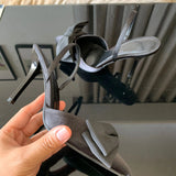 Bonnyshow  Elegant High Heels Woman Sandals Pointed Toe Sexy Black Stilettos Bow knot Luxury Designers Ladies Pump Shoes