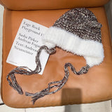 Bonnyshow Winter Knitted Plush Hat for Women Cute Cat Ear Woolen Ear Protection Cap Outdoor Windproof Cycling Caps Bomber Bonnet