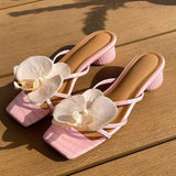 Bonnyshow  Sandals Decorations Flower Shoe Accessories Vacation Style Removable Butterfly Orchid Shoes Charms DIY Shoe Buckle Clogs Buckle