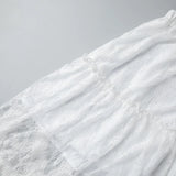 Bonnyshow  Floral Jacquard Lace White Long Skirt Women Summer High Waist Loose Sexy Sheer Midi Skirts Streetwear Casual Fashion Skirts New