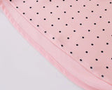 Bonnyshow  Pink Dot Print Elegant Long Dresses Women Lace Trim V Neck Short Sleeve A-line Summer Dress Party Maxi Robe