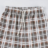 Bonnyshow  Streetwear Drawstring Plaid Pants Elastic Waisted Fashion Casual Sweatpants Harajuku Aesthetic Y2K Straight Pants