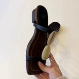 Bonnyshow  New Sheepskin Version Roman Style Flat Bottom Sandals Women's Outdoor Wear Open Toe Square Head Elegance Beach Shoes