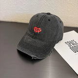 Bonnyshow Vintage Heart-Shaped Baseball Cap for Women Korean Washed Cotton Snapback Hat Spring Summer Soft Top Duckbill Caps