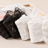 Bonnyshow Lolita Ruffle Socks for Women Japanese Sweet Bow Girls Princess Sock Cute Summer Black White Harajuku Socks
