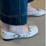 Bonnyshow  Luxury metal design 2025 spring PU leather water-resistant bottom shoes casual comfortable flat bottom non-slip low top shoes